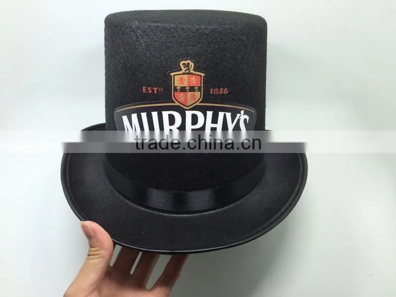 Custom black round top hat and magic cap with printing