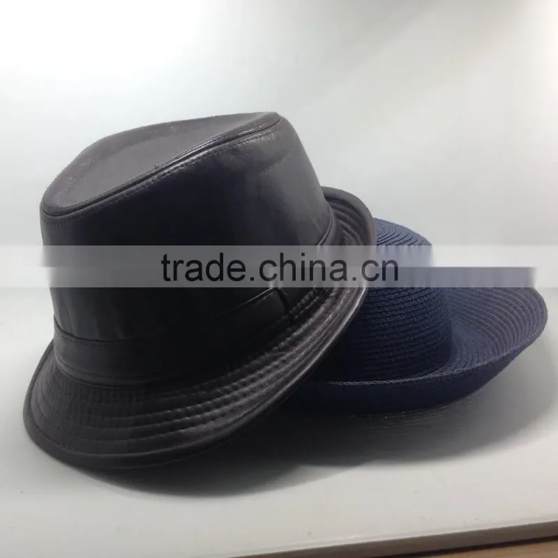 Blank Black Top Cap , Formal Hat For Man , Wedding Hat With Leater