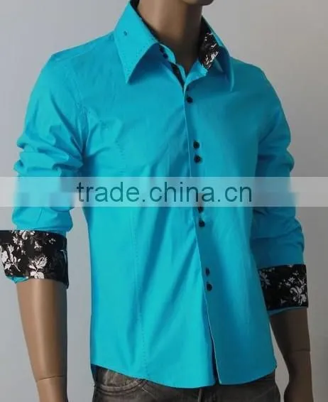 Fashion man shirts Slim contrast collar cuff shirt for man best stylish man dress shirts
