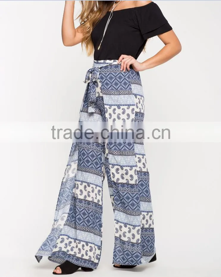 Wrap floral print boho pant new style latest coat pant designs