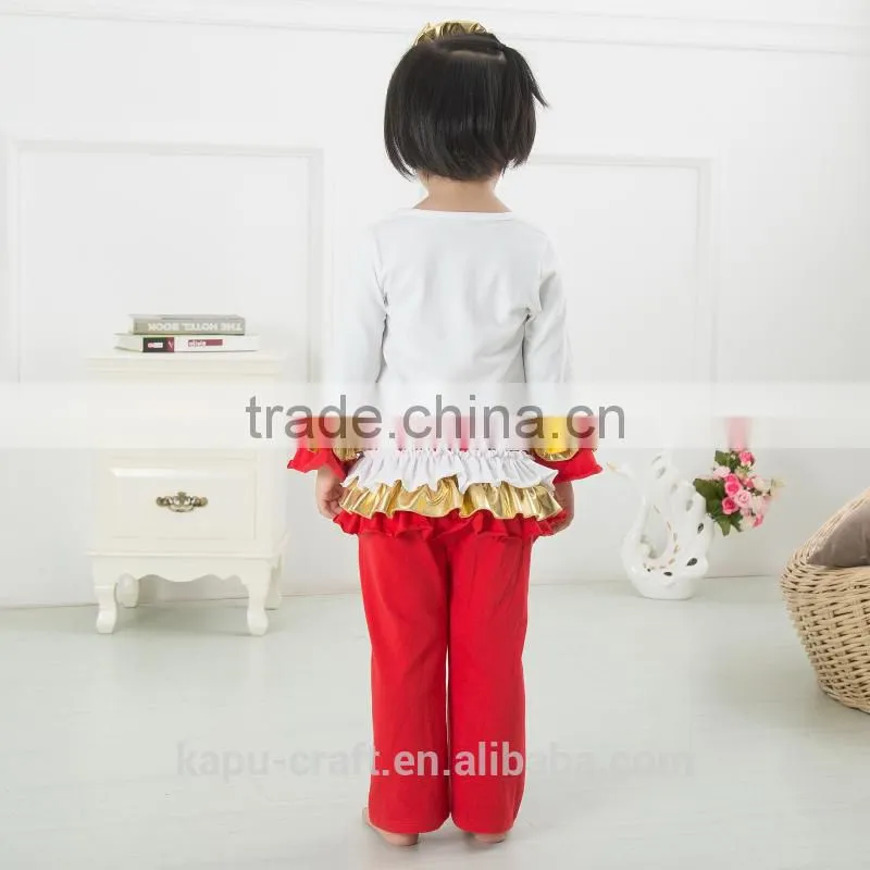 Halloween clothing sets pumpkin top and chevron ruffle pant clothing sets wholesale children boutique clothing sets