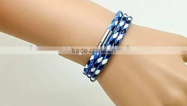 multi strand braided leather bracelet with magnetic clasp, unisex wrap leather bracelet, brown color leather bracelet