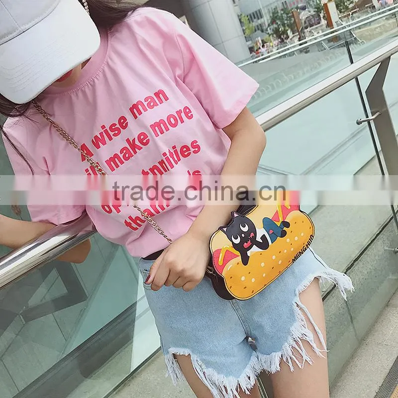 2017 New Cute Cartoon PU Leather Women Ice Small Chain Clutch Crossbody bags Girl Shoulder Messenger bag