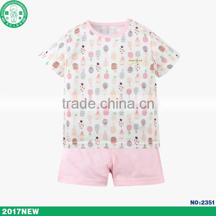 2017 Summer Fashion Cute Short Sleeve Baby Clothing Sets