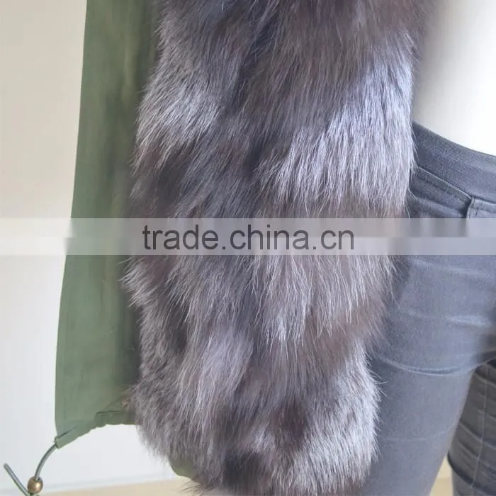 Myfur Genuine Silver Fox Fur Lining Women Customized Fur Parka