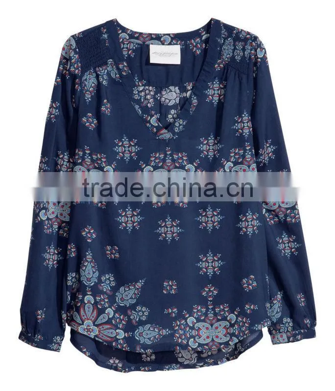 Ladies Long Sleeve V-Neck Blouse