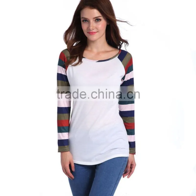 Fashion Patchwork Knit Autumn Long Sleeve Blouse Manufacture Wholesale Women Fashion Apparel 2017