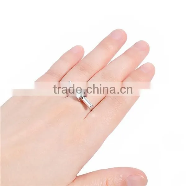Copper Unadjustable Rings Silver Tone Cube