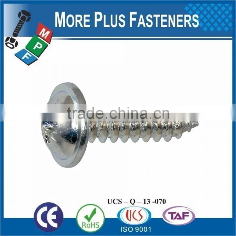 Made in Taiwan DIN 968 C 450 HV BN 14072. Pozi Pan Head Tapping Screw with Collar Form Z and Cone End Type C Steel Case Hardened