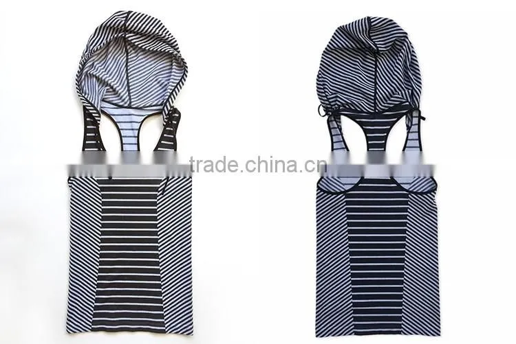 Wholesale sleeveless sports vest with hat summer workout wear ribbed tank top
