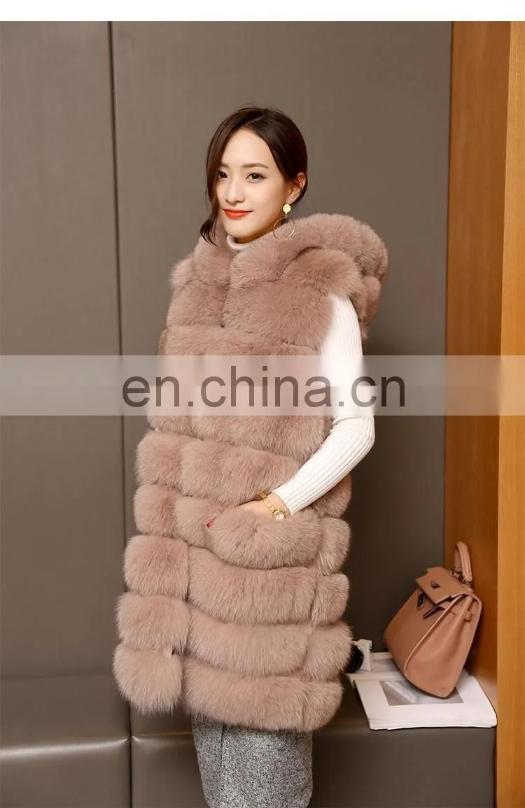 2015 Top Quality Lovely Fur Vests Women Outer Wear Vest Real Blue Fox Fur Coat China