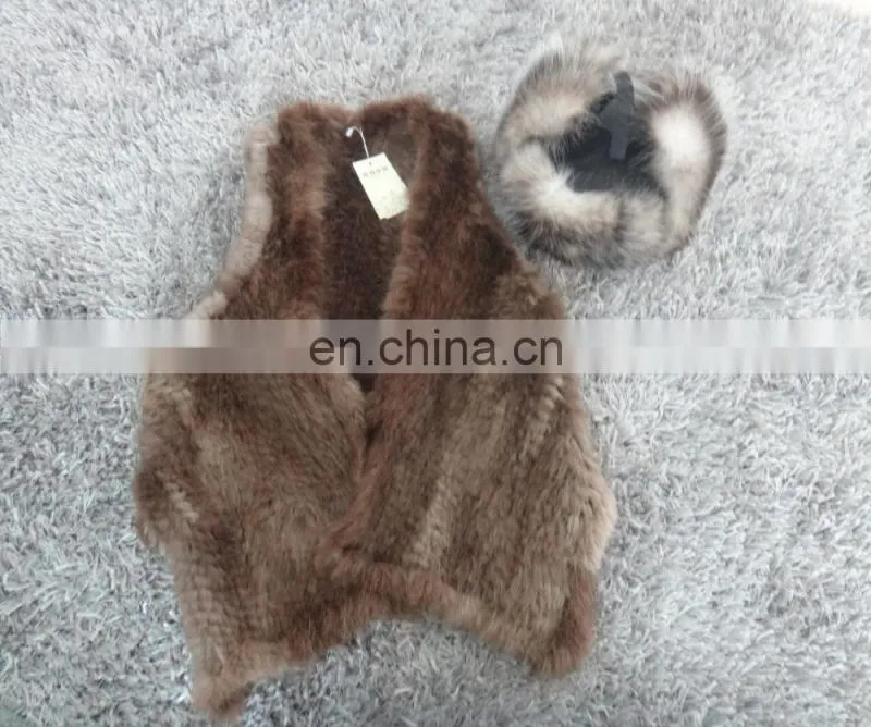 knitted real mink fur irregular vest for women