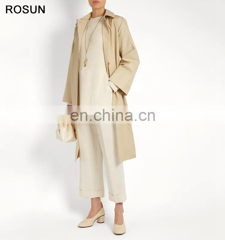 Women Round Neck Ribbed Knit Cotton Blend Sweater