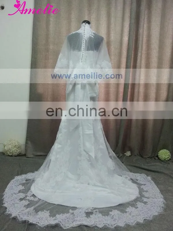 AC1036 A Line Lace Appliqued Wedding Dress