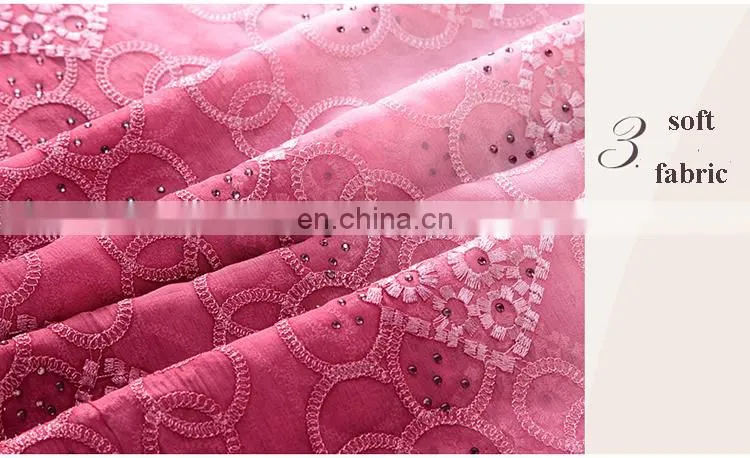 Lingshang spring and autumn embroidery silk scarf women's gradient color scarves&wraps