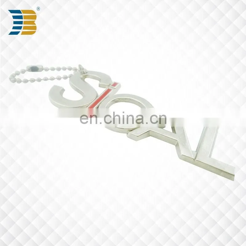 custom made metal silver plating letter keychain