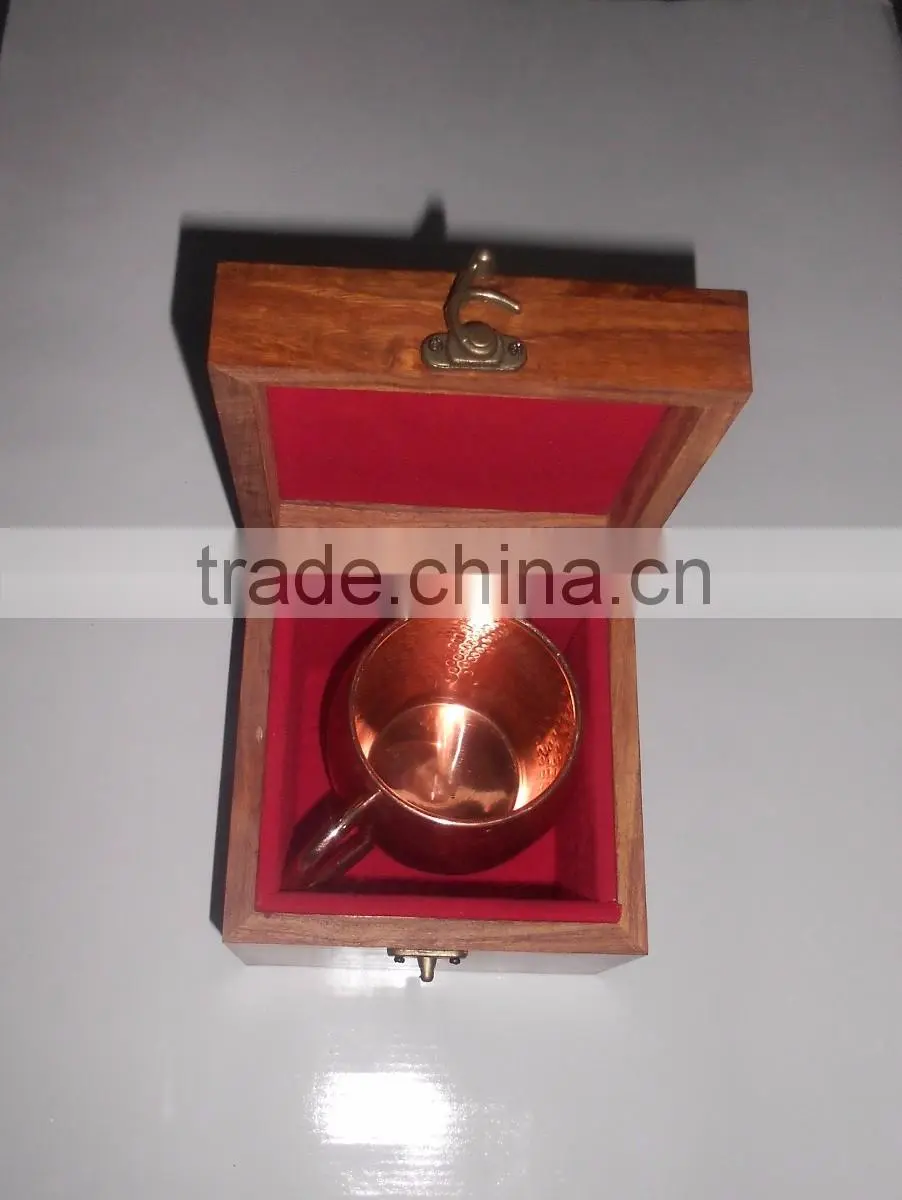 Copper Moscow Mule Mug Set Of Two With Wooden Box, Copper Mug With Custom Packing Service