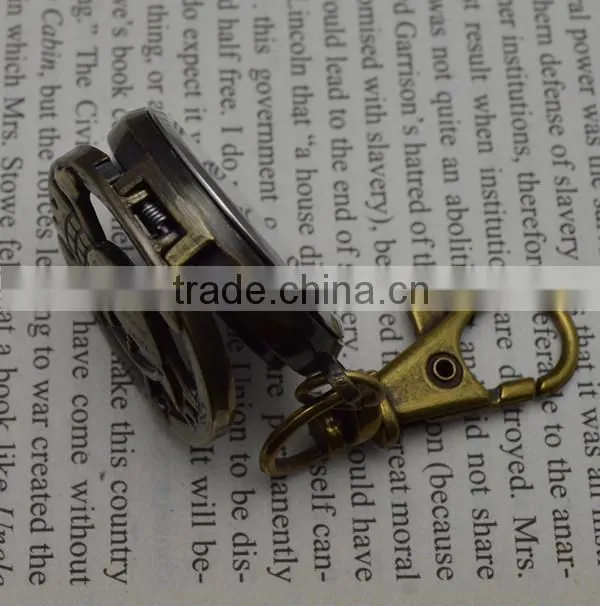 key watch with holder retro bronzed metal suit quartz pocket watch