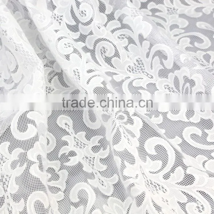 2015 new fashion promotional laser white cut net cotton embroidery fabric design for women clothes