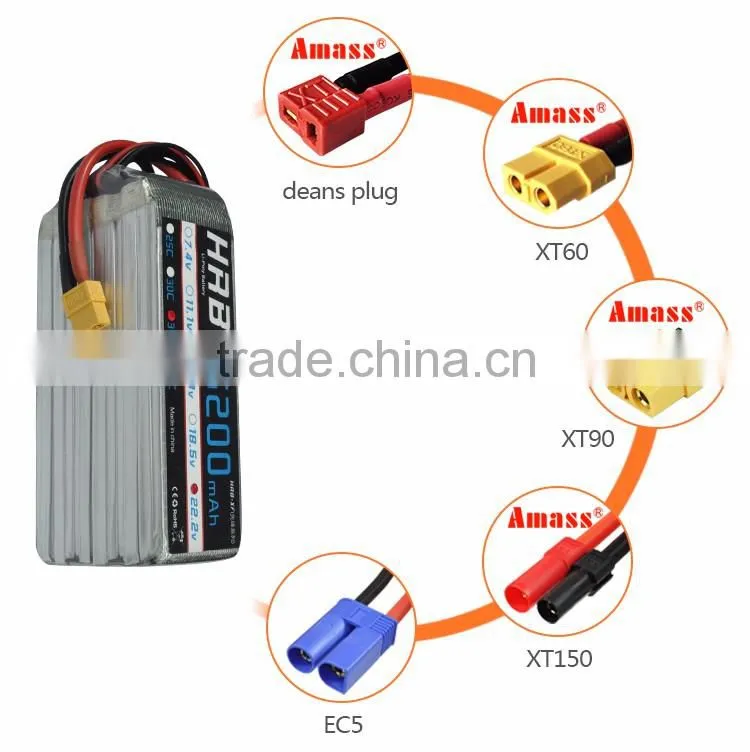 HRB 6S 22.2V 30C 5200mah lithium polymer lipo battery for RC Hobby Drone Car Boat