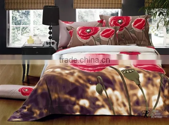 china cotton cheap flower 3D disperse printing comforter cover set