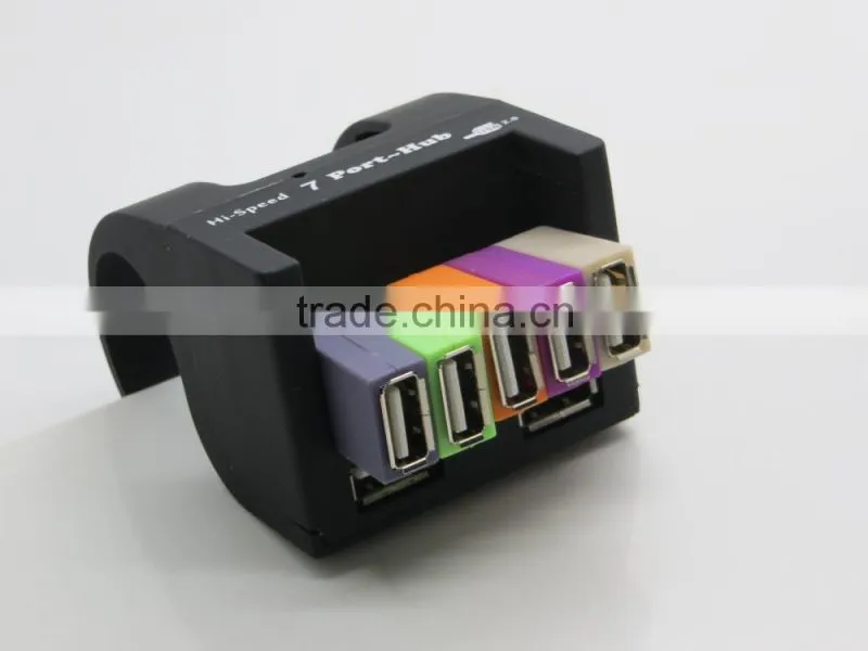 USB 2.0 Drive Port Power Adapter 7 Ports Hub For Computer Laptop Accessory