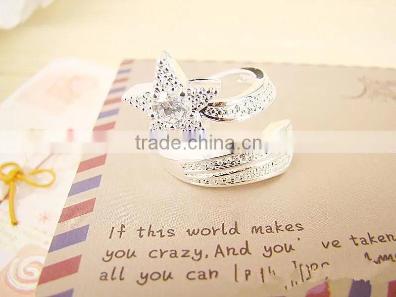 New Arrival Unisex Korea Jewelry Copper Plated With Silver Shape Star Series Ring With High Quality