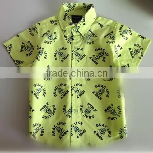 short sleeve shirts kid garment fashion formal cotten collar children crocodile Printing Shirt