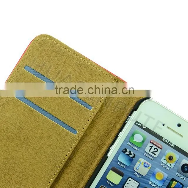 2016 Hot Selling Wallet Case Fip Leather Case With Card Holder For iPhone 5/5s