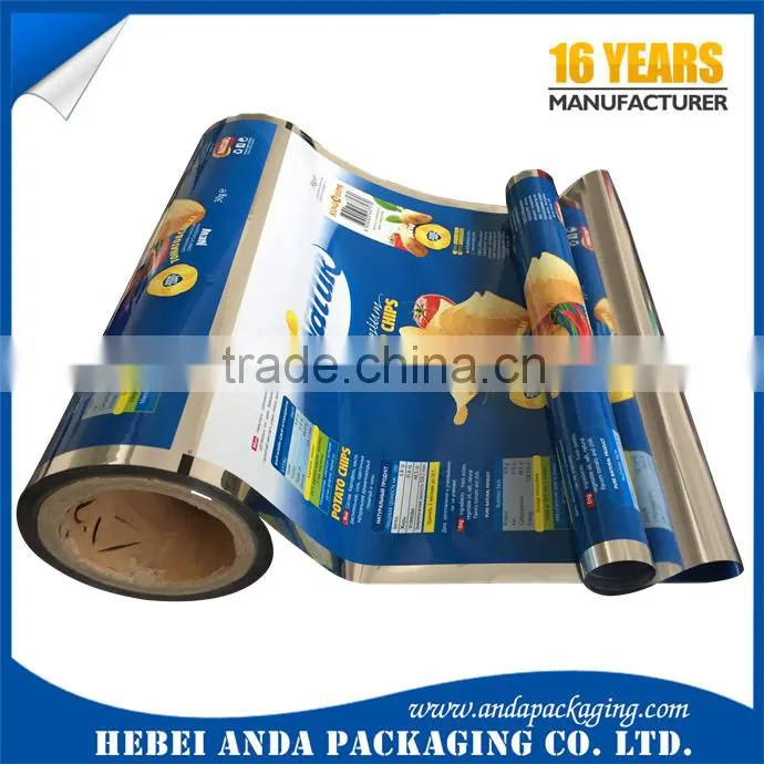 Custom plastic packaging bag for chips /snacks banana chips packaging film/plastic bags for potato chips