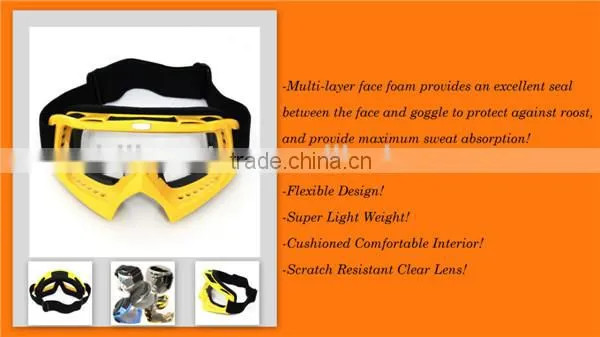 BJ-MG-001 High quality yellow motocross clear goggle lens