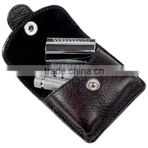 travel double edge safety razor&leather carrying case