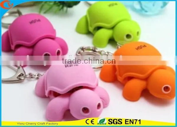 High Quality Promotional Cute Assorted Sound Activated LED Animal Keychain