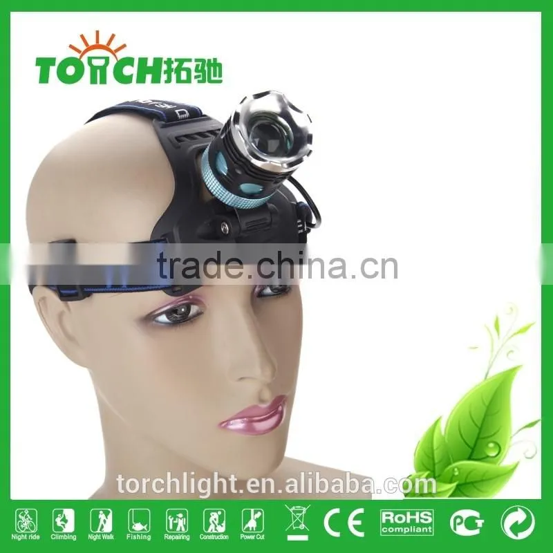 CRE E XM-L T6 LED Focus Headlight Headlamp 4-Mode 2000LM Zoomable Adjustable Light for Camping Hiking + Car Charger