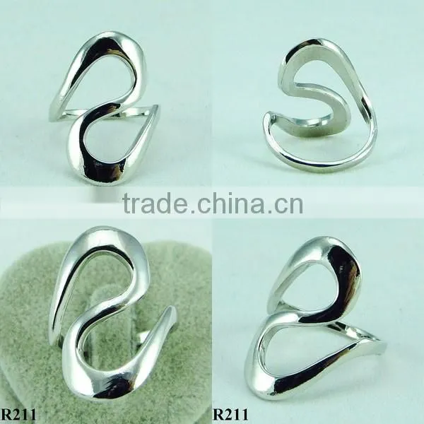 Simple design fashionable unique plating silver ring R211