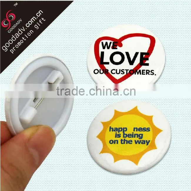 Newest design blank plastic pin badges Hot sale custom Heart shaped pin badges