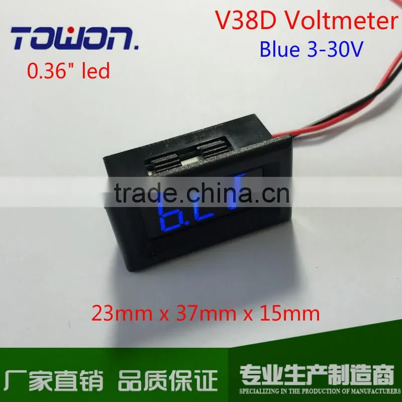 V38D 0.36" Digital DC Voltmeter DC 2.5-30V Digital LED Voltage meter Red green blueDigital Car 12V 24V Voltmeter Measure voltage