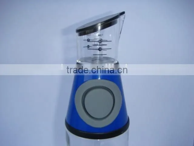 Press and Measure Olive Oil Glass Bottle- Salad Dressing Dispenser Infuser - Vinegar Pourer