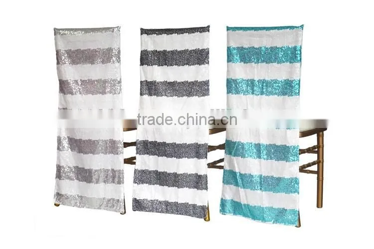 Beautiful silver color stripe cheap sequin table runner