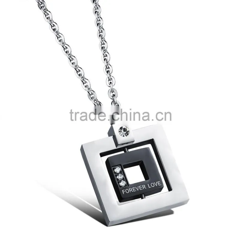 fashion jewelry 2016 316L stainless steel square forever love necklace for men