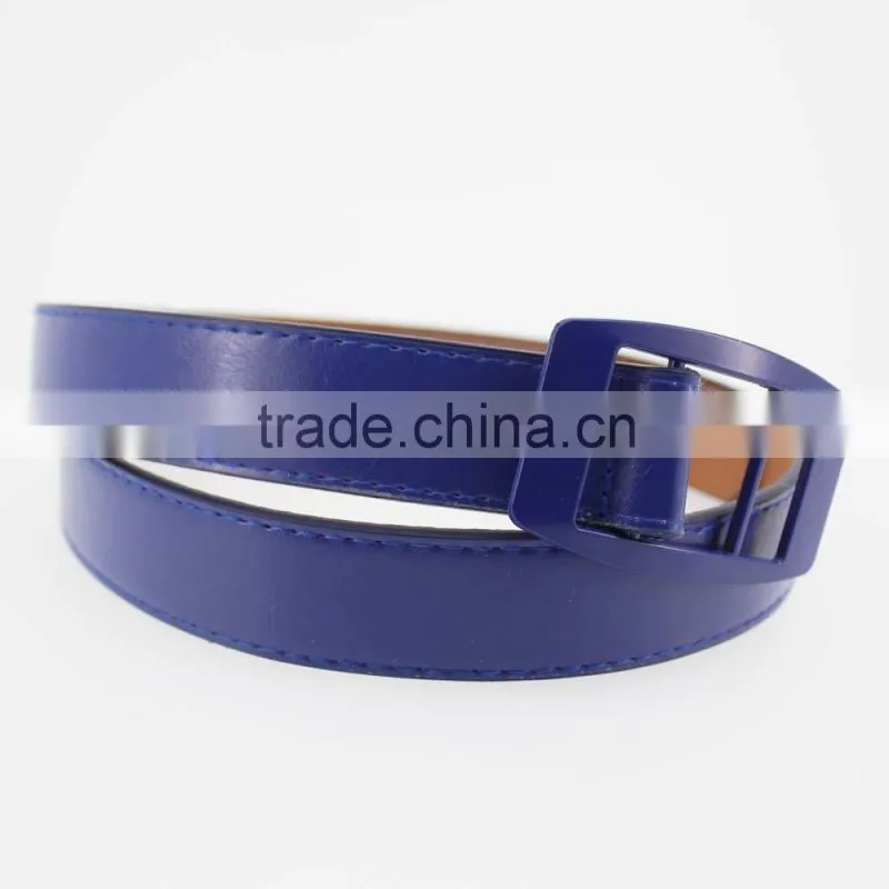 HOT 1 inch fashion PU leather belt dress for women with blue leather in yiwu