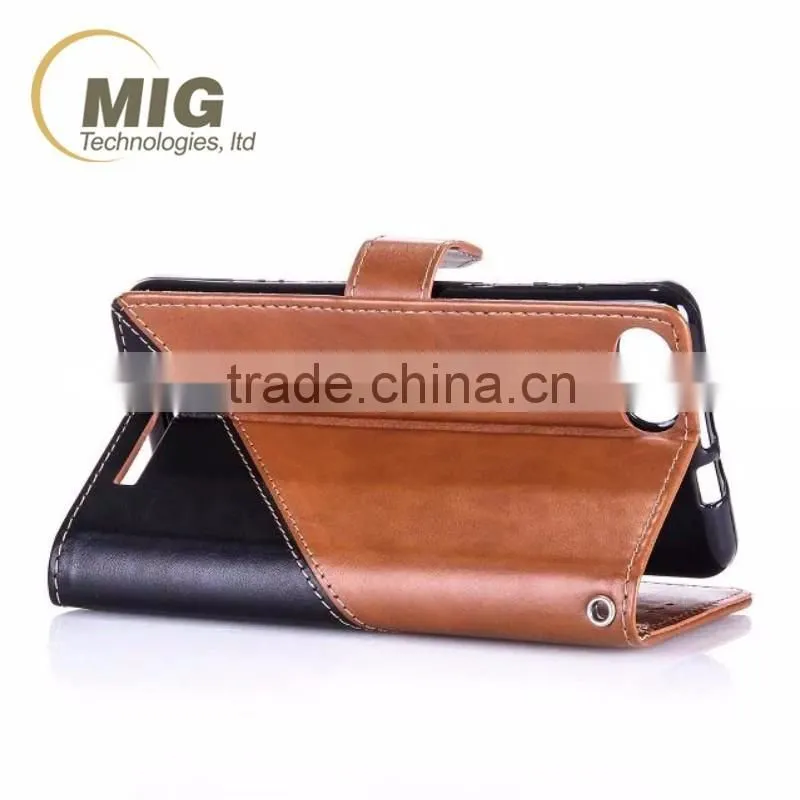 Double color PU wallet leather case with strap stand case with inside TPU cover free sample casefor iphone
