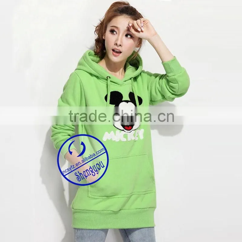 Custom quality plain women applique hoodies