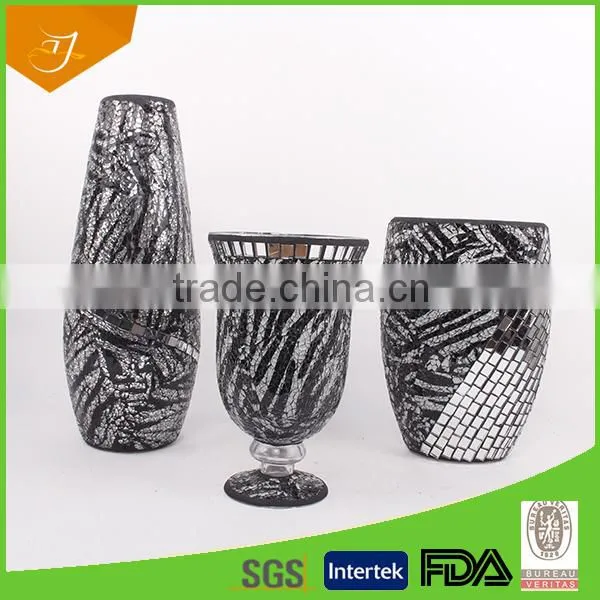 Decorative Mosaic Tall Trumpet Glass Vases, Decorative Mosaic Trumpet Glass Vases