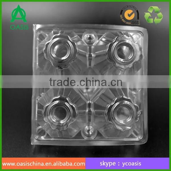 PVC 4 hole egg box disposable plastic egg trays