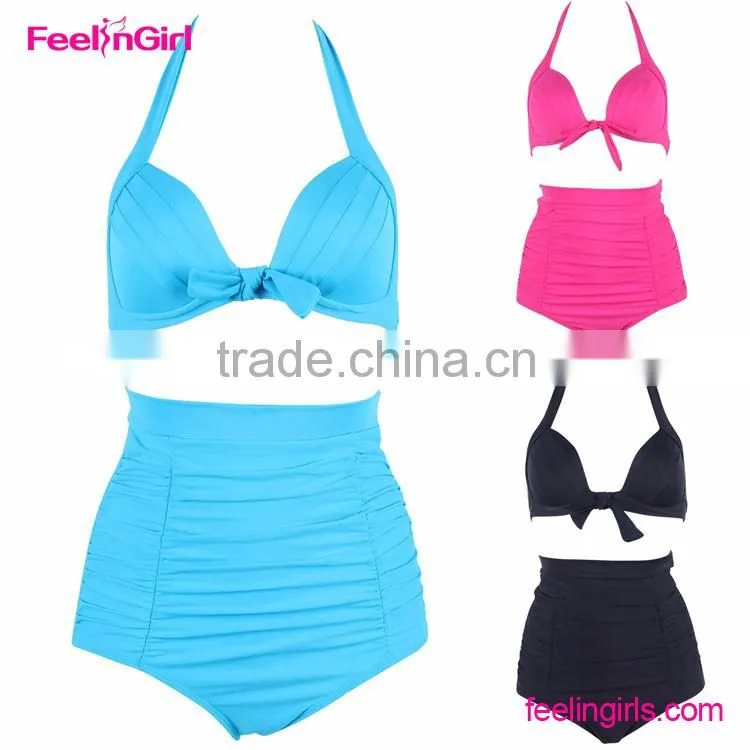 Feelingirls Halter Neck Swimsuit High Waisted Bikini Set