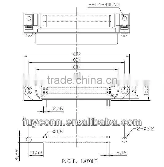 DDK DIP Type PCB Mount Right Angle Telecom System Connector Male Plug Type