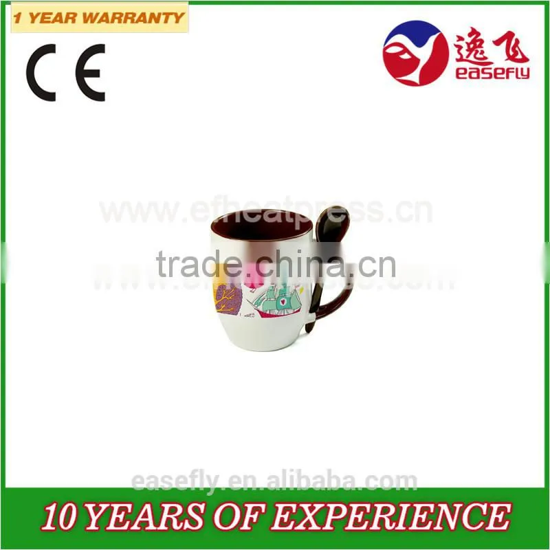 11oz dual color inserted spoon cup, sublimation coffee mug, sublimation milk mug