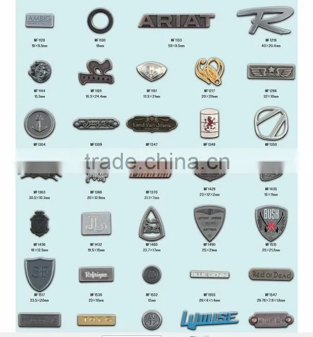Fashion style high quality durable metal plates for handbags metal plates for clothing