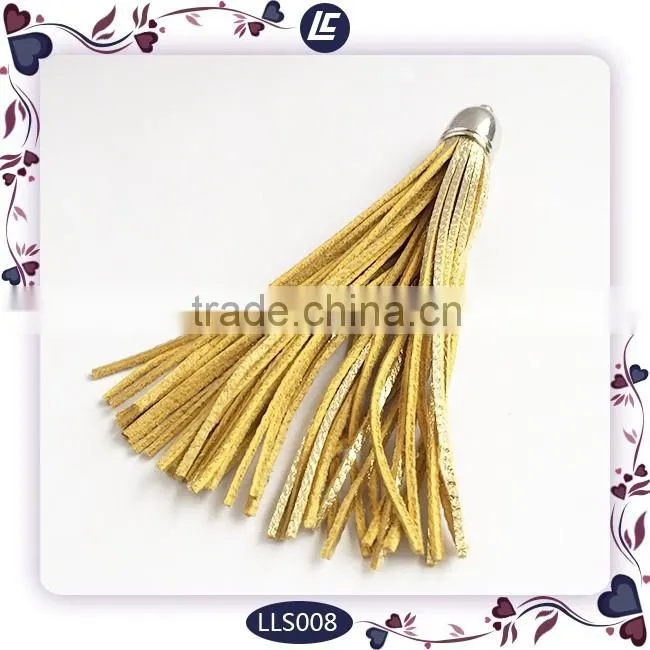 Hot mix color Lichee Pattern Leather Tassel With Silver Or Golden Cap For jewelry